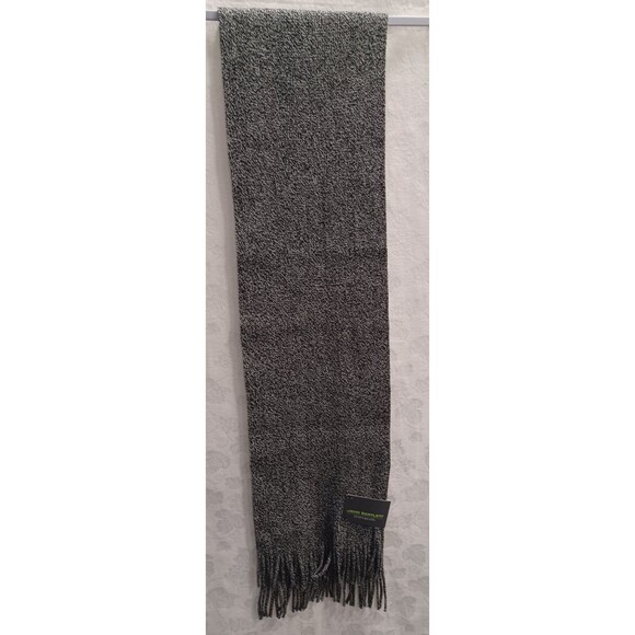 JOHN BARTLETT STATEMENTS MEN'S WINTER FRINGE MARBLED GRAY ACRYLIC SCARF NWT - Picture 4 of 6